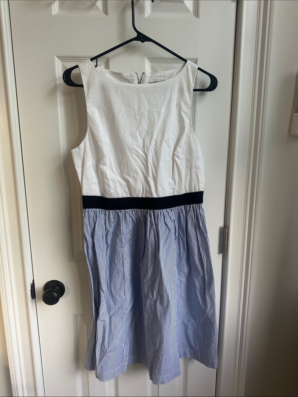 Loft outlet white and blue striped dress